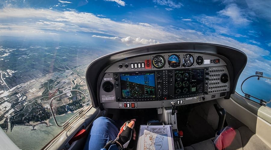 General aviation cockpit flying